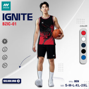 Áo bóng rổ Zicco IGNITE BZIC-01 màu đen đỏ