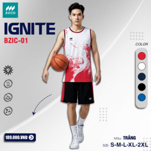 Áo bóng rổ IGNITE BZIC-01 - Màu trắng phối đỏ nổi bật