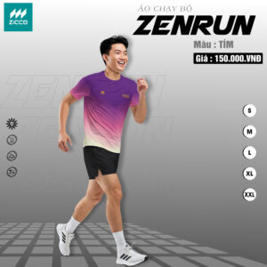 Áo Chạy Bộ ZENRUN Màu Tím Ombre Hồng Trắng – Cá Tính & Thoáng Mát