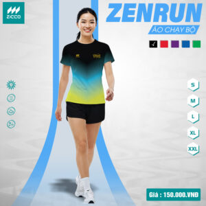 Áo chạy bộ Zicco Zenrun có tay nữ màu đen