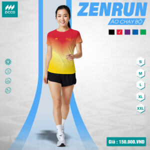 Áo chạy bộ ZENRUN nữ - Ombre đỏ vàng nổi bật