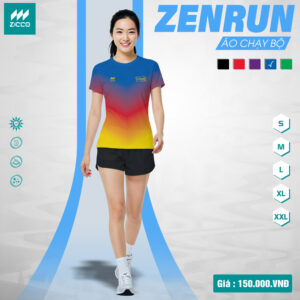 Áo chạy bộ ZENRUN nữ màu xanh bích - Thiết kế gradient cá tính