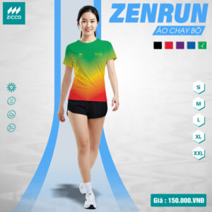 Áo chạy bộ ZENRUN nữ tay ngắn màu xanh kết ấn tượng