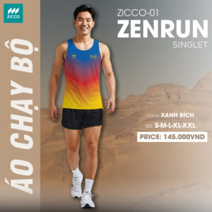 Áo chạy bộ ZICCO-01 ZENRUN Xanh Bích Chuyển Màu Gradient