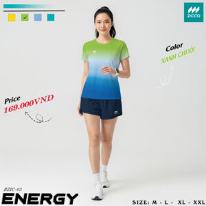 Áo chạy bộ Zicco 03 Energy nữ màu xanh chuối chuyển sắc