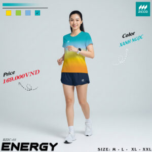 Áo Thể Thao Nữ ZICCO Energy RZIC-03 Màu Xanh Ngọc Ombre