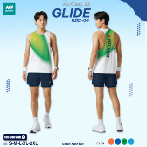 Áo chạy bộ ZICCO GLIDE RZIC-04 màu trắng phối xanh két